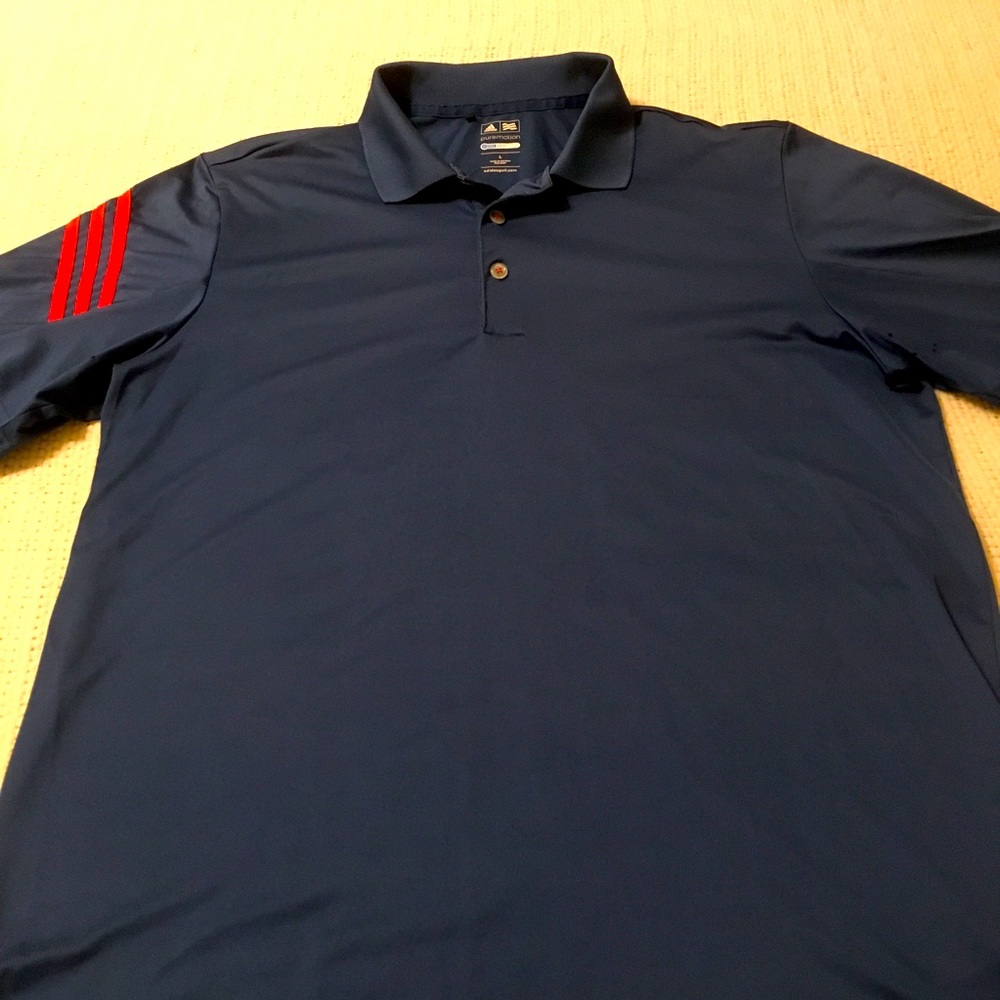 Adidas pure motion deep blue polo with red trim size L